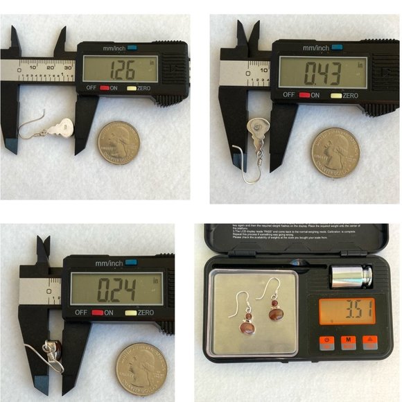 Sterling Silver 950 1.26" Oval Bezel Set Carnelian Gemstone Dangle Earrings 3.5g - Picture 10 of 16